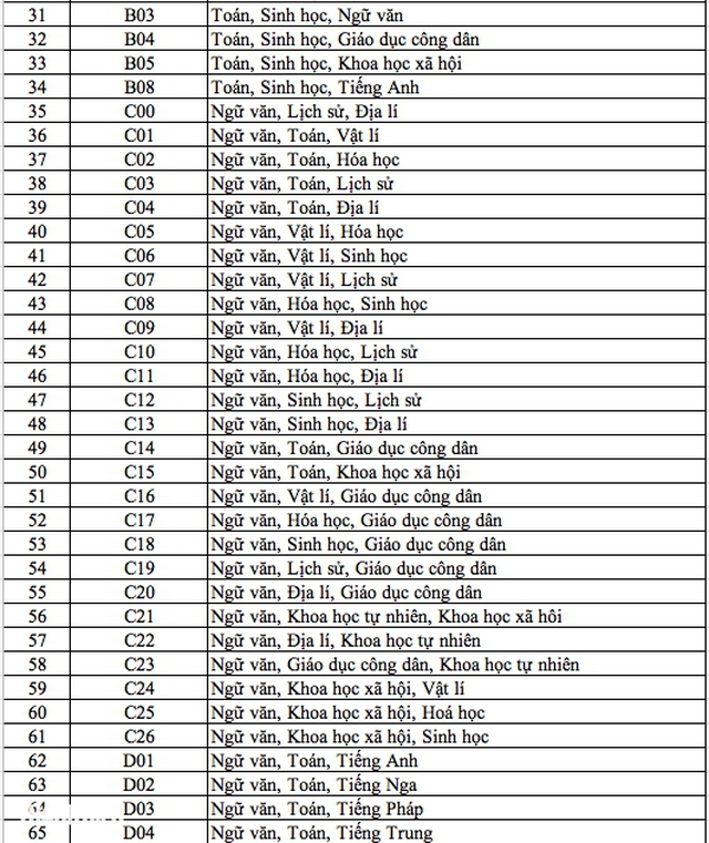 Danh sách 344 tổ hợp môn xét tuyển đại học, cao đẳng năm 2025 - Ảnh 2.